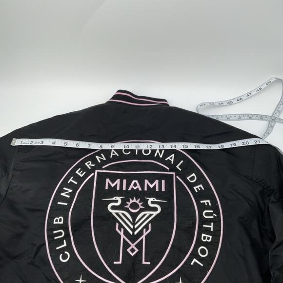 Inter Miami CF Men Bomber Jacket M MLS full snap varsity Jacket black - Picture 9 of 12